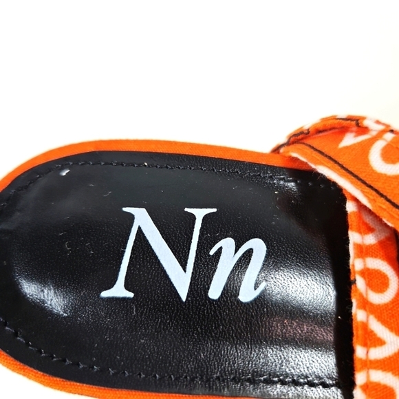 Nn Orange Bandana Scarf Tie Wrap Platform Block Heels Size 10 - Picture 2 of 7